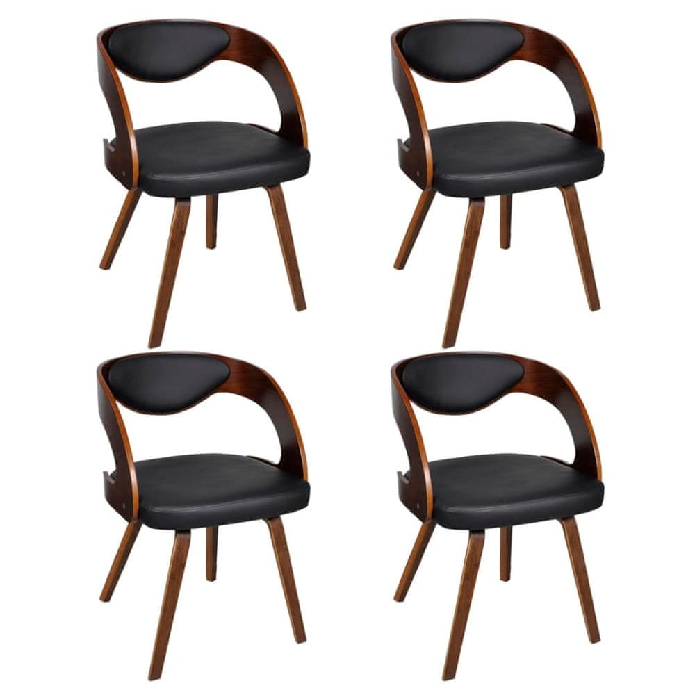 Vidaxl Jedálenské stoličky 4 ks, hnedé, ohýbané drevo a umelá koža
